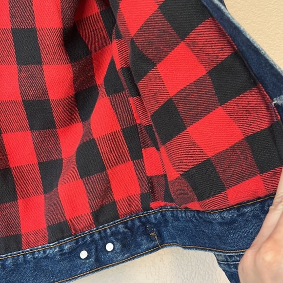 Gap flannel plaid dark wash jean denim jacket size small - Picture 6 of 8